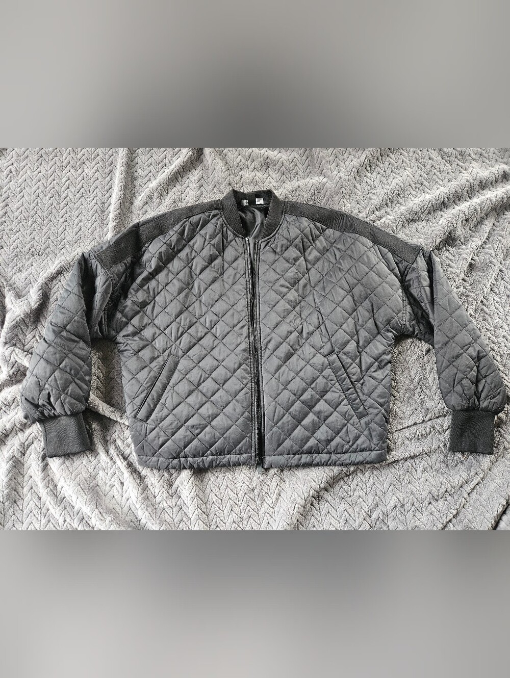 Quilted Bomber Jacket - Black